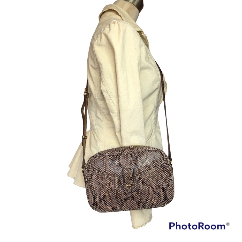 GILI Leather Crossbody Bag Faux Snakeskin